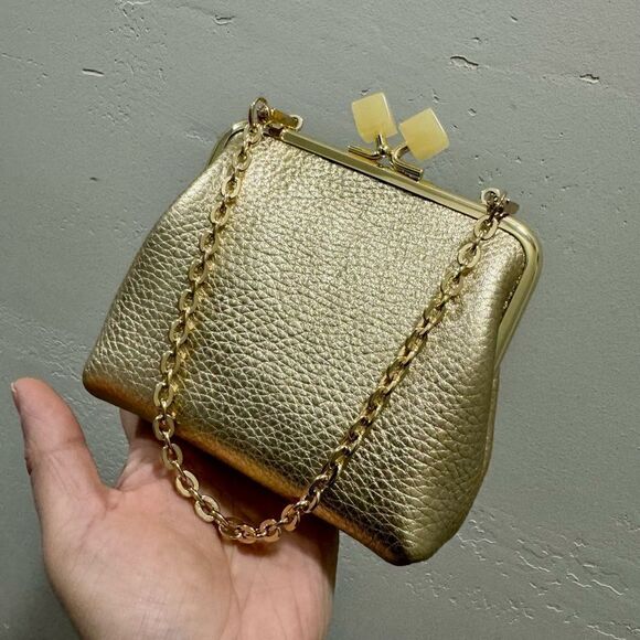 Handmade Genuine Premium Pebble Leather Candy Kisslock Clutch & 2 Chain Styles - Picture 6 of 15